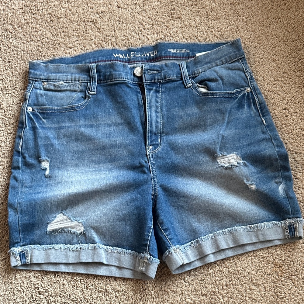 Wallflower Light Blue Distressed Jean Shorts